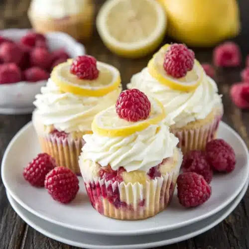 Delicious lemon raspberry cupcakes with cream cheese frosting