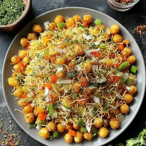 Delicious makhana chaat snack with fresh ingredients.