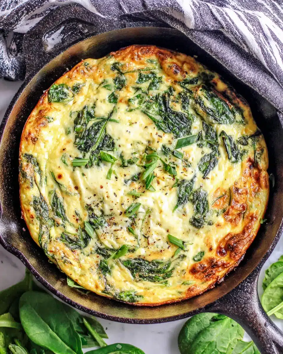 Healthy spinach frittata rich in protein and taste.