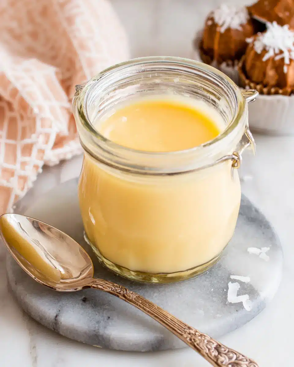 Delicious Homemade Sweetened Condensed Milk Homemade sweetened condensed milk in a jar.