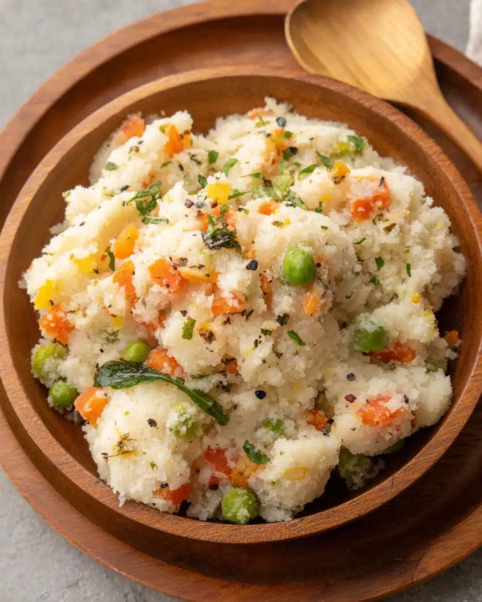 Delicious upma recipe packed with veggies for a healthy breakfast.