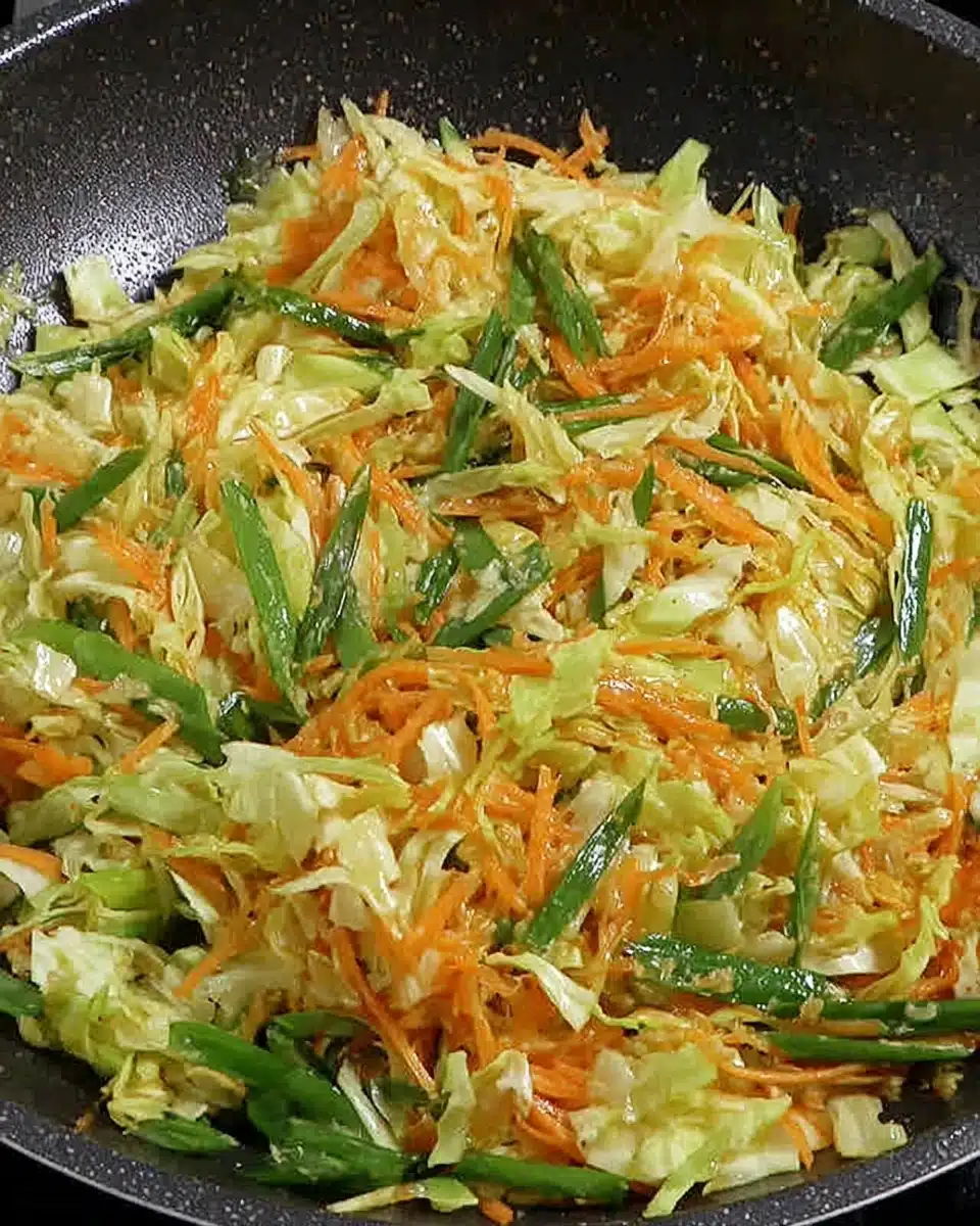 Sautéed vegetables for vegetable spring rolls.