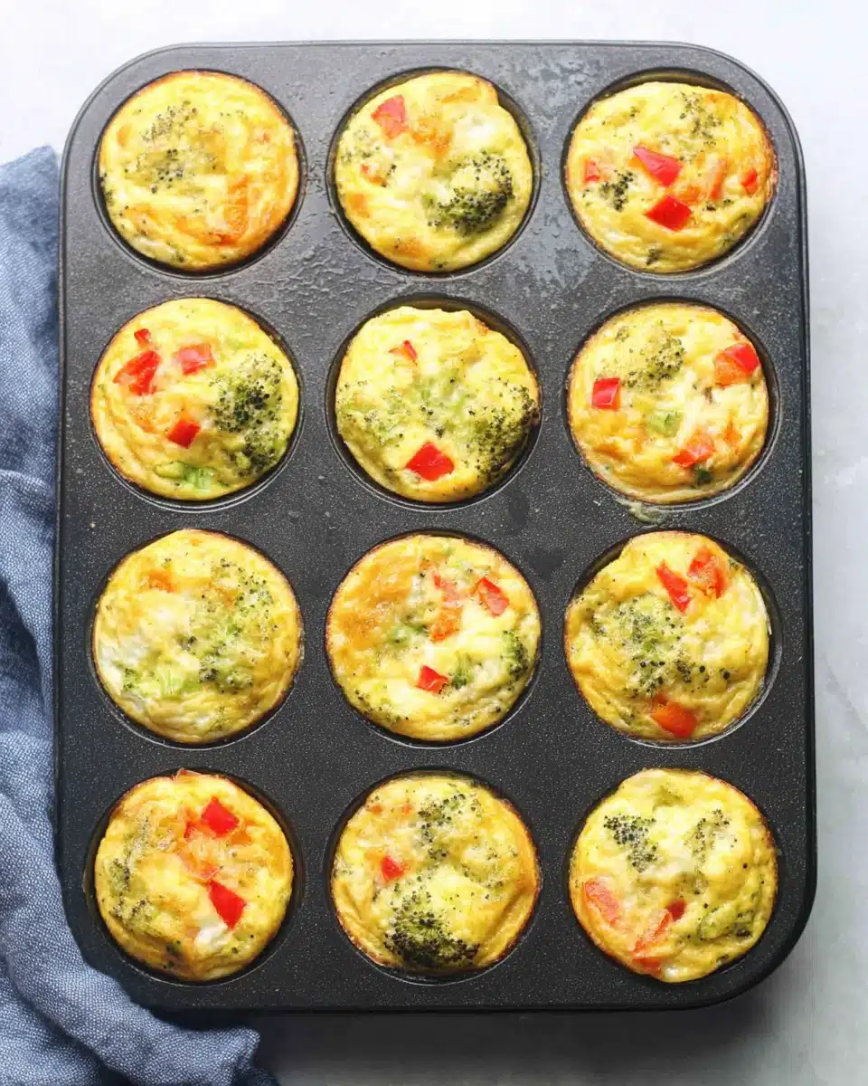Nutritious veggie egg muffins in a muffin tin.
