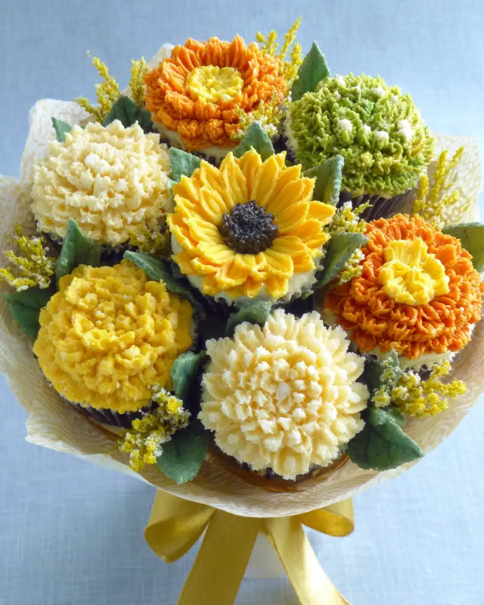 Delightful wildflower cupcakes bursting with color and flavor.