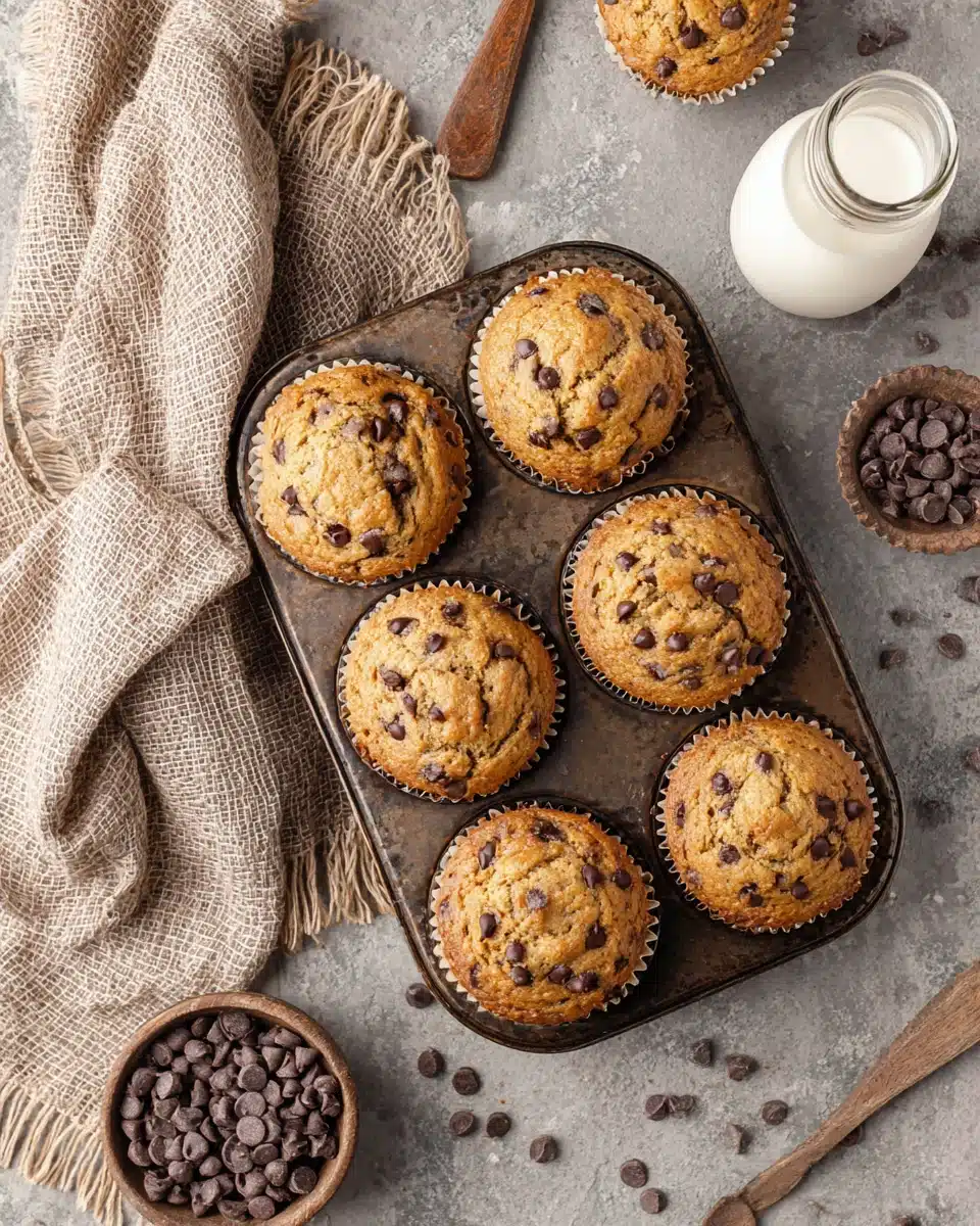 Banana Bread Muffins with Chocolate Chips Delicious banana bread muffins with chocolate chips