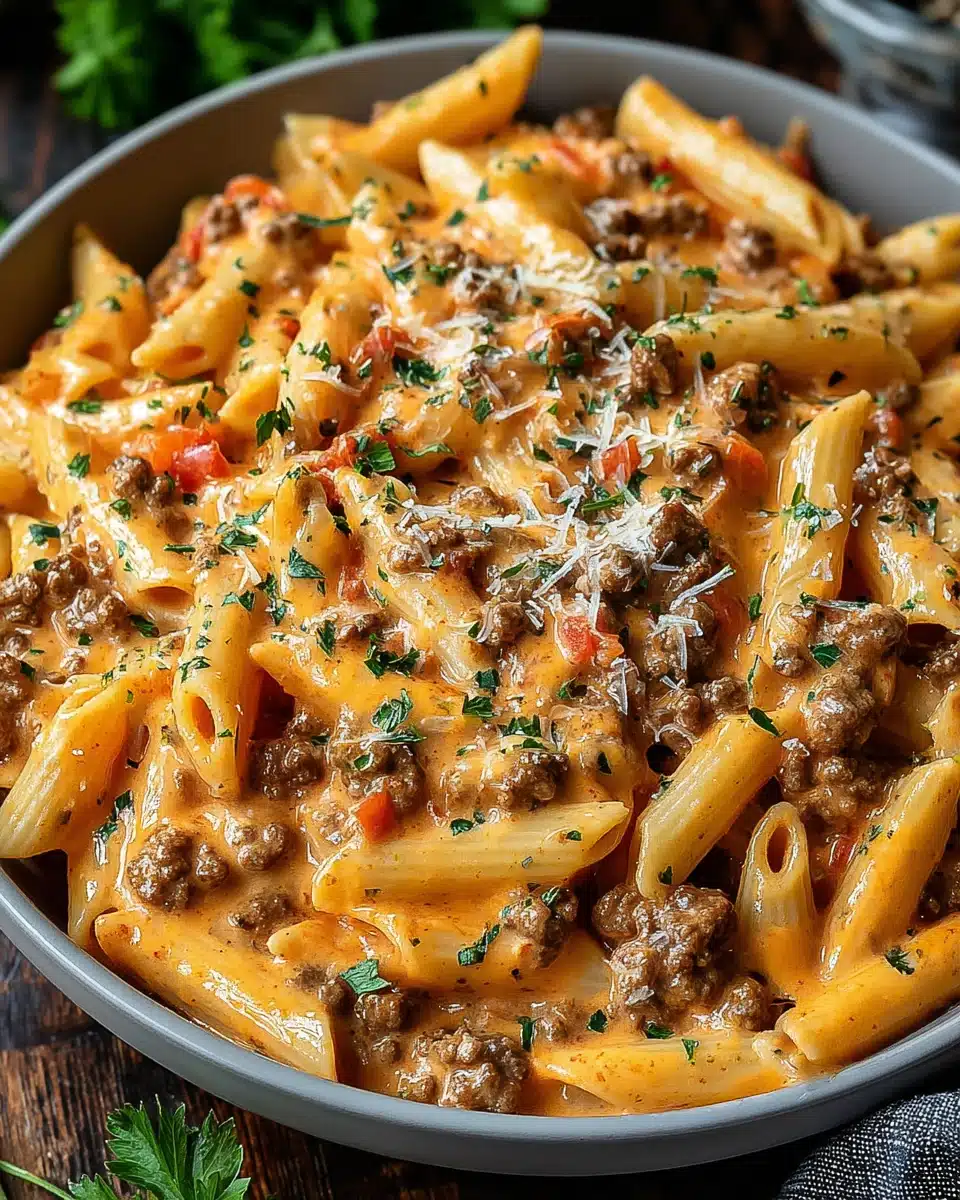 Creamy beef pasta dish that's quick and easy for dinner.