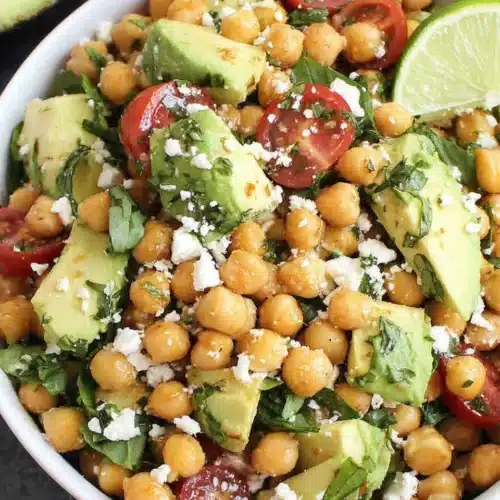 Chickpea Feta Avocado Salad: A Deliciously Simple Delight 1 Chickpea feta avocado salad in a bowl.