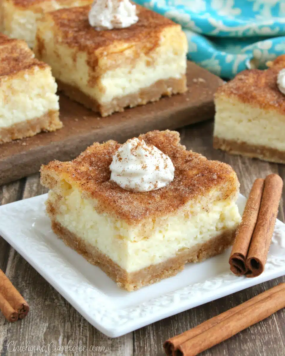 Delicious churro cheesecake with a crispy crust and creamy filling.