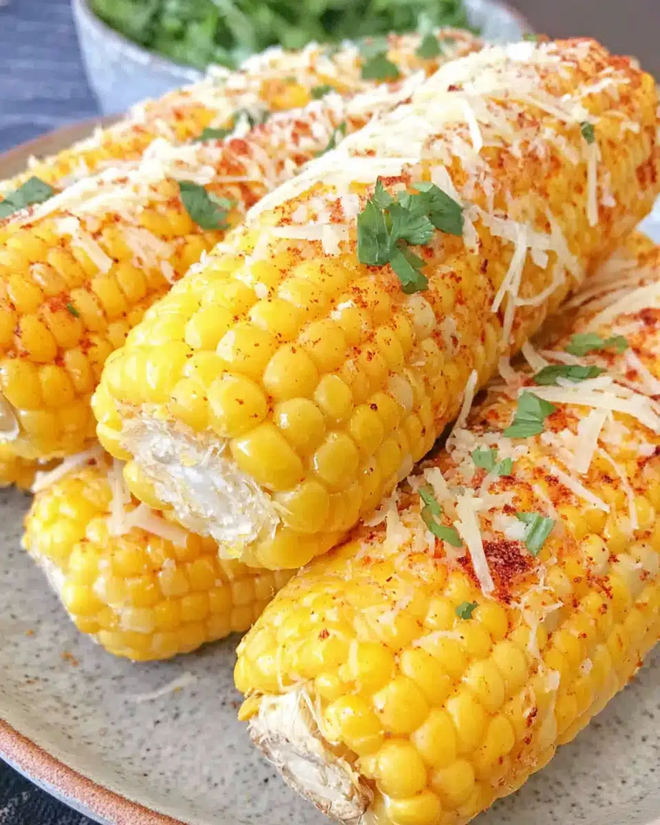 Microwaved Corn on the Cob Recipe Microwaved corn on the cob topped with cheese and spices.