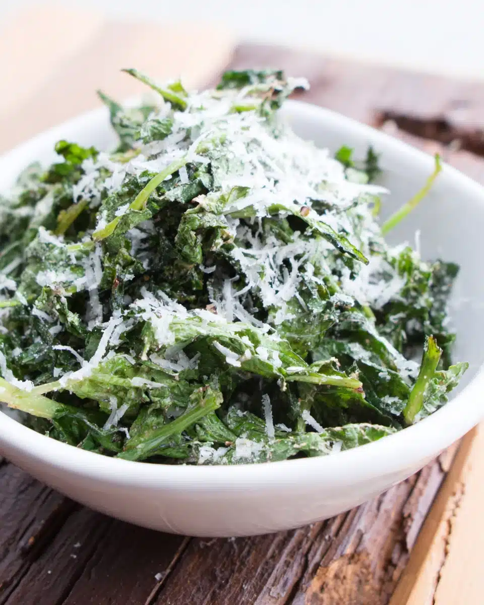 Sautéed dandelion greens with Parmesan, a nutritious side dish.