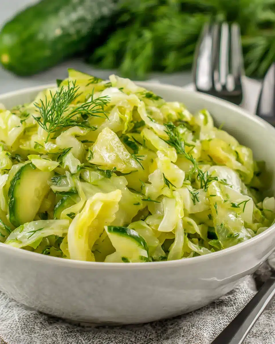 Refreshing Easy German Cabbage Dish with cucumbers and dill