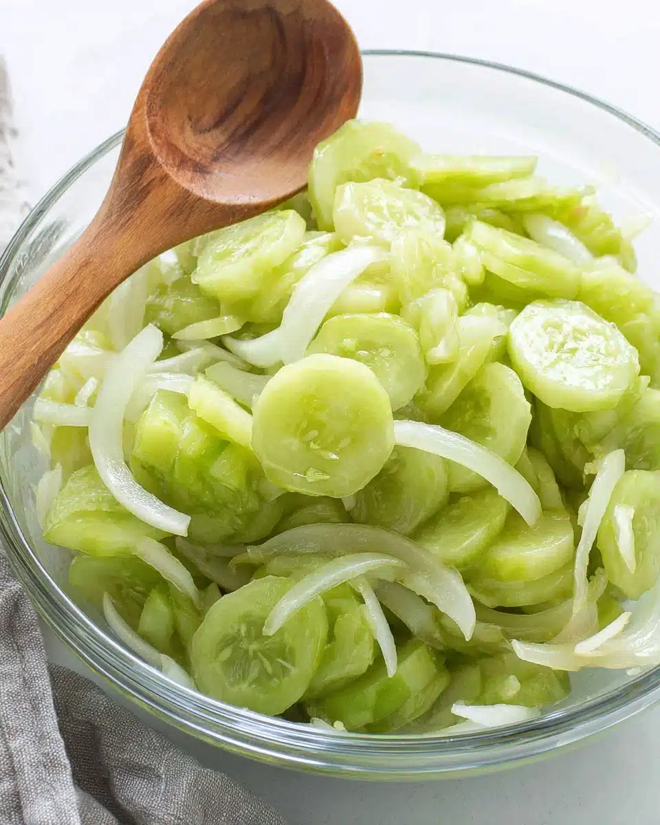 Fresh English Cucumber Salad with creamy dressing.