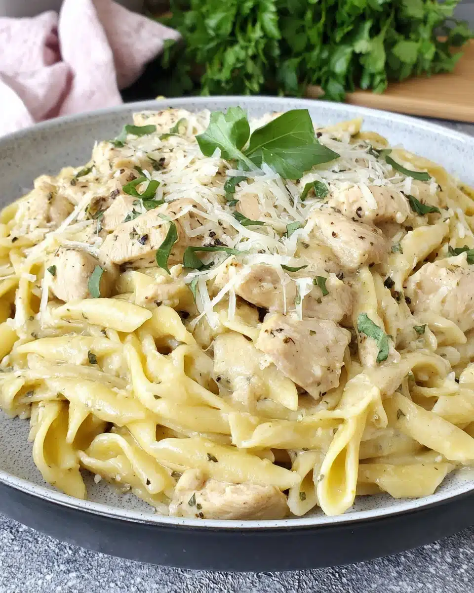 Delicious garlic parmesan chicken pasta recipe for dinner