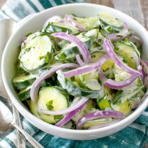 German Cucumber Salad Recipe with Sour Cream, a refreshing side dish