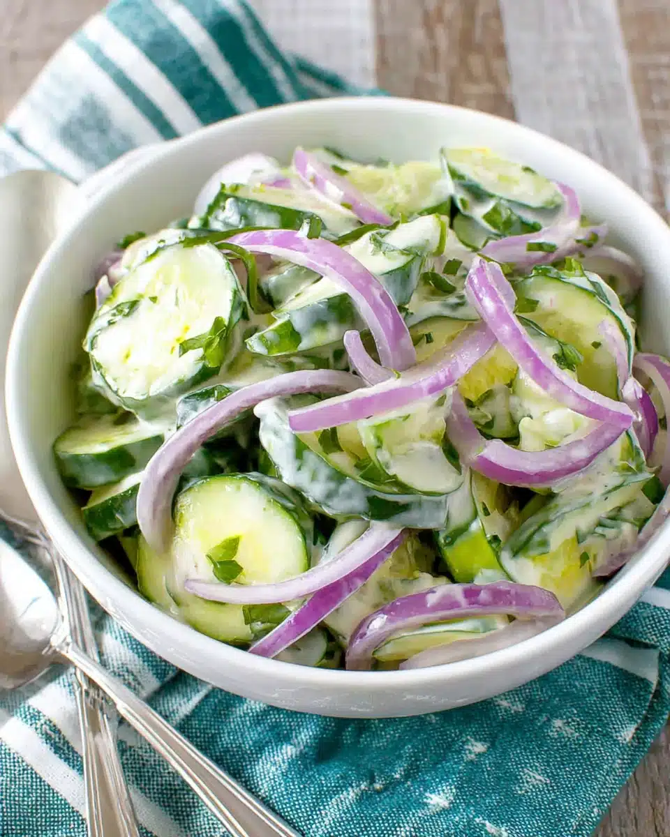 German Cucumber Salad Recipe with Sour Cream, a refreshing side dish