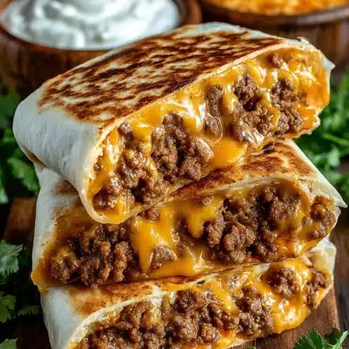 Grilled cheese burrito taco bell copycat recipe image.