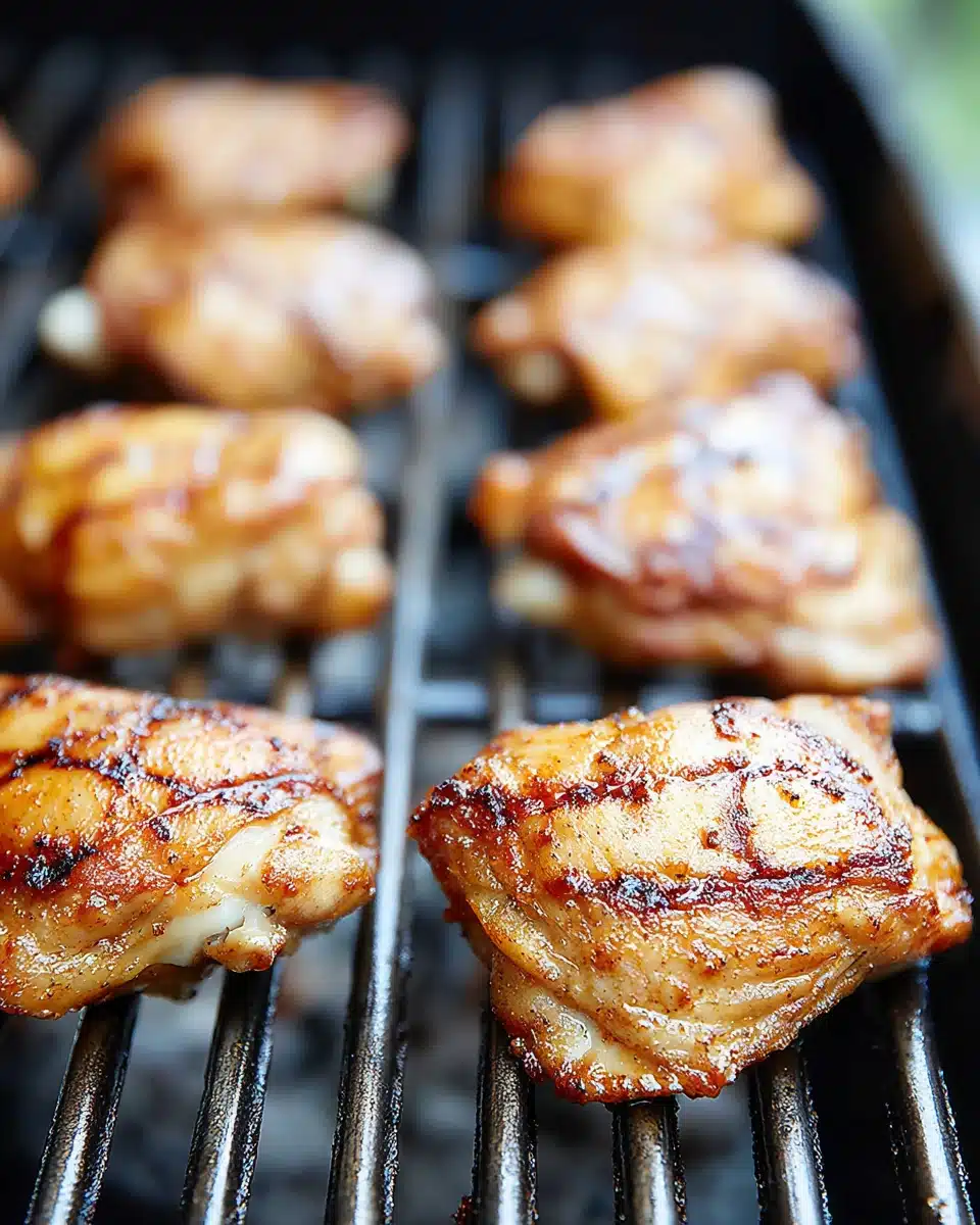 Delicious grilled chili lime chicken thighs sizzling on the grill