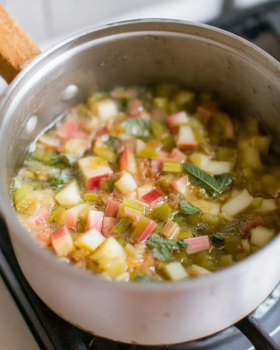 Refreshing homemade rhubarb lemonade preparation