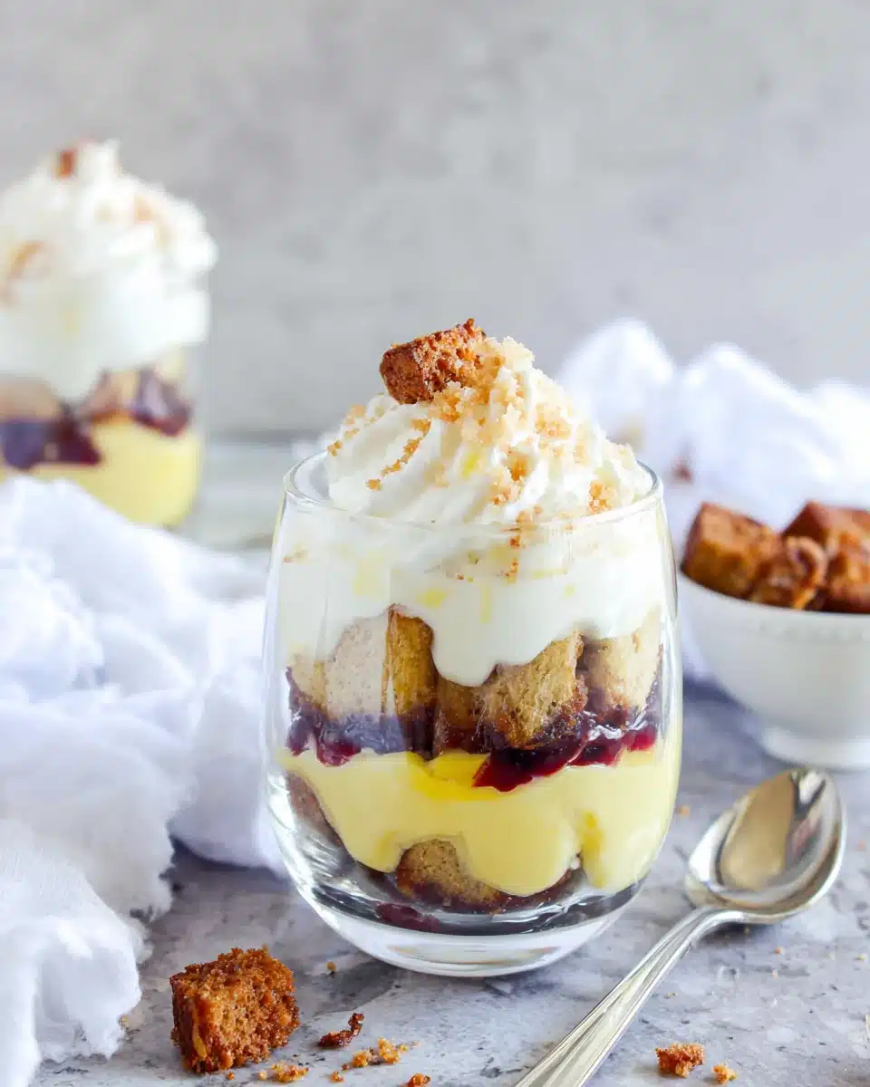 Honey Vanilla Banana Bread Parfait Delight Delicious honey vanilla banana bread parfait dessert.
