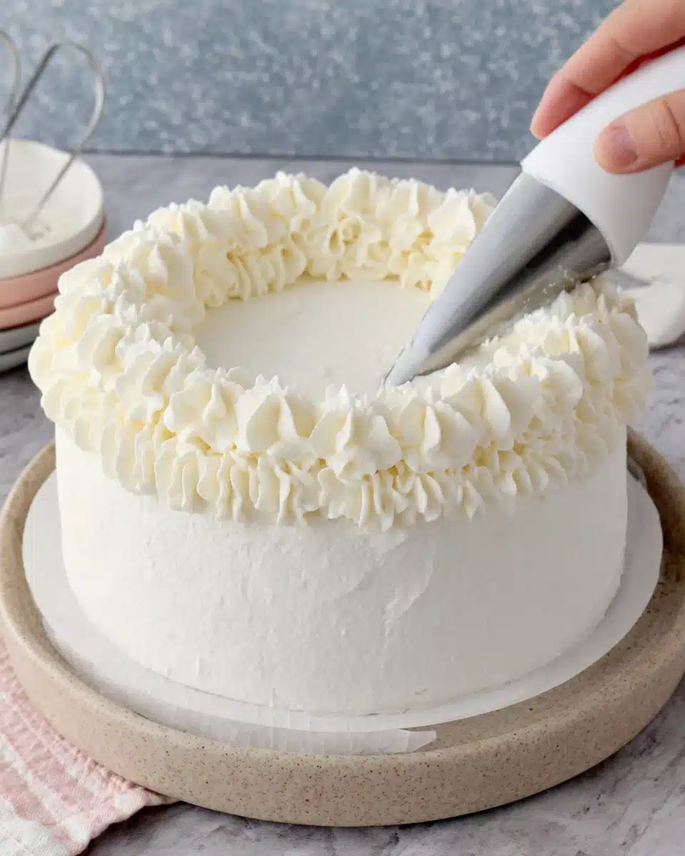 Fluffy jellycat birthday cake with whipped cream decoration.