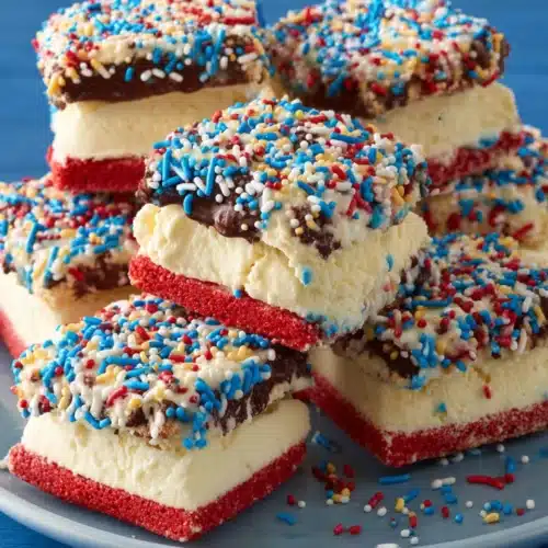 July 4th Ice Cream Sandwiches with colorful sprinkles