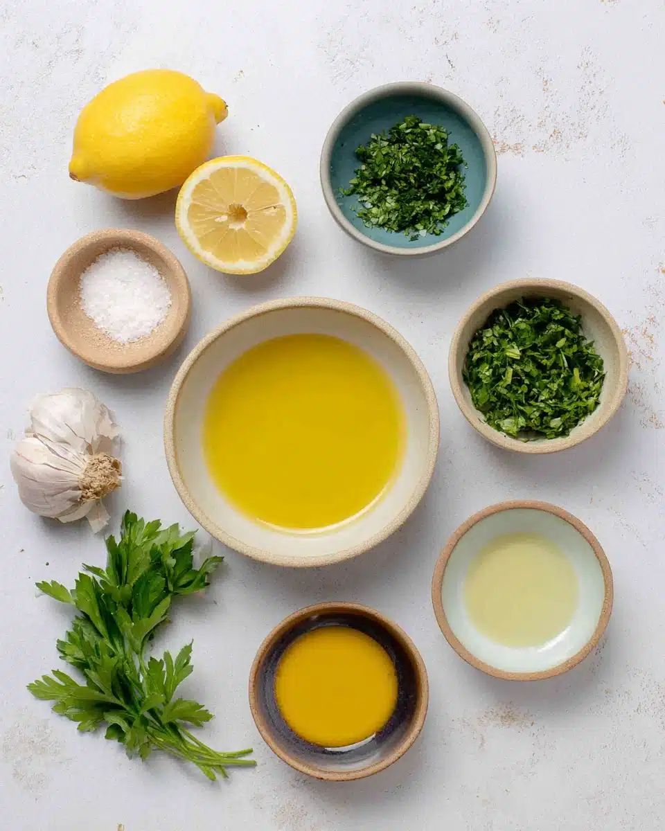 Lemon herb vinaigrette ingredients for fresh meals.