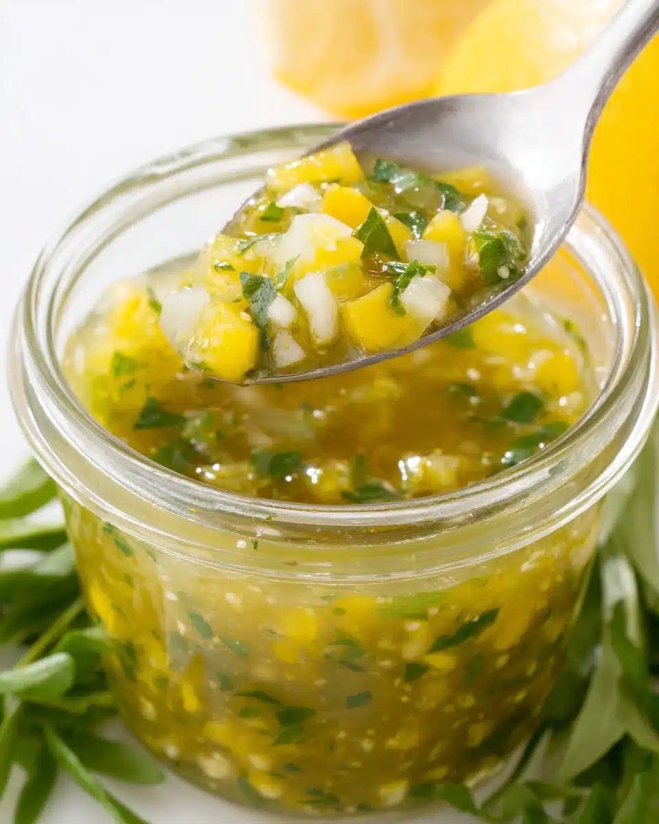 Zesty lemon oregano salad dressing in a jar.