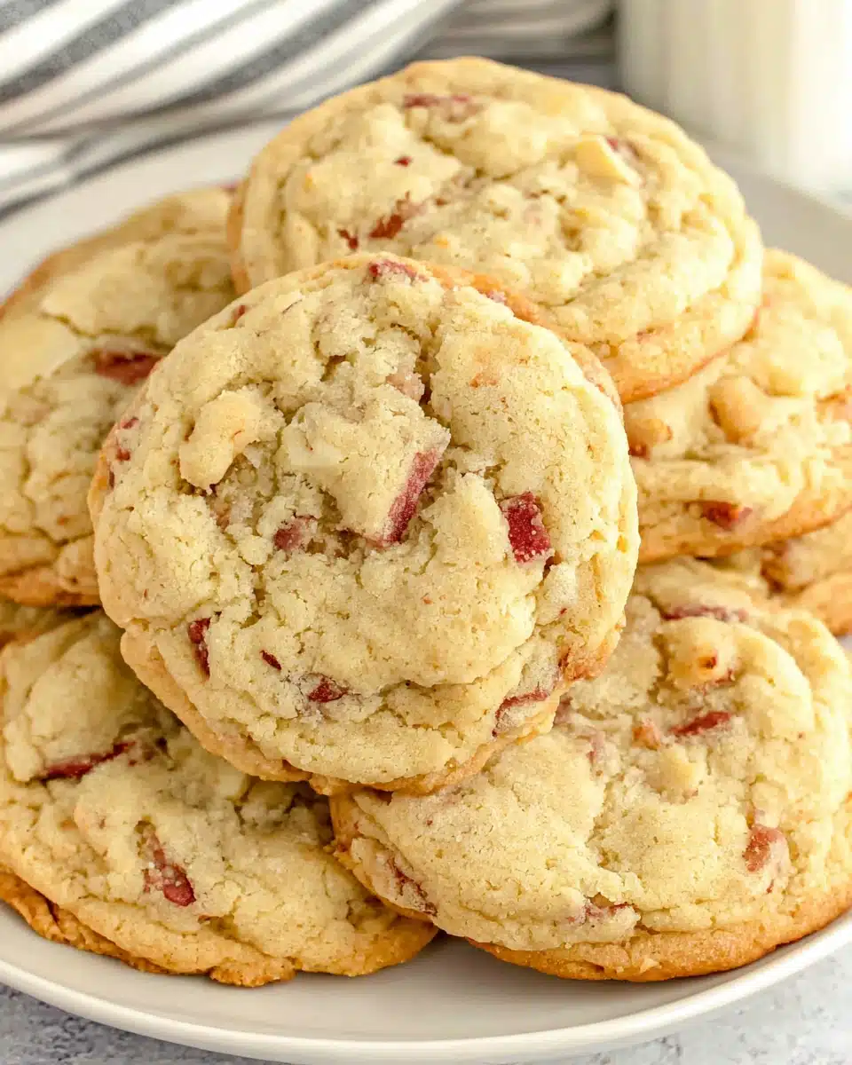 Magical Rhubarb Cookies: Soft and Chewy Treats Delicious magical rhubarb cookies stacked, showcasing their soft texture.