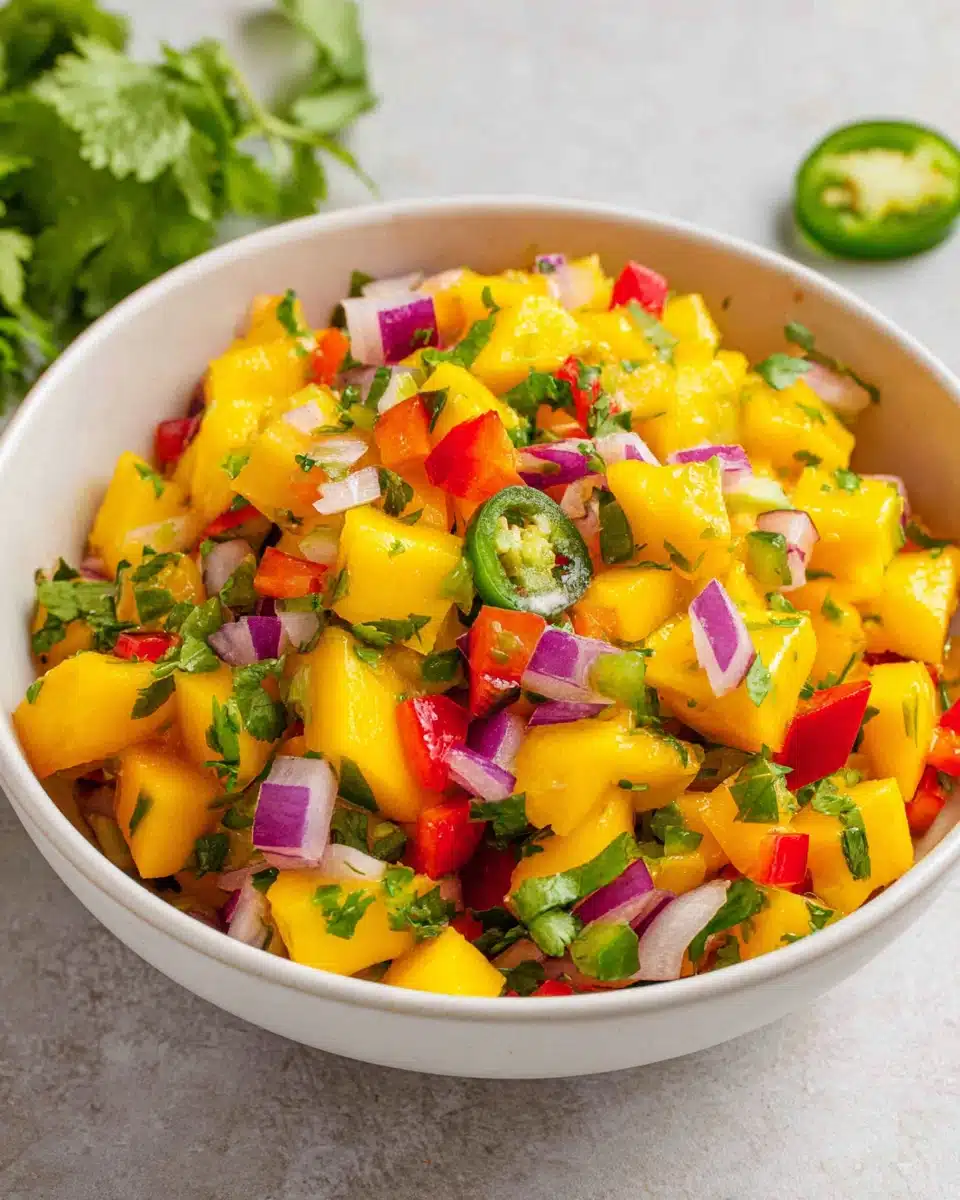Vegan Mango Salsa Recipe Vegan mango salsa recipe bursting with fresh flavors.