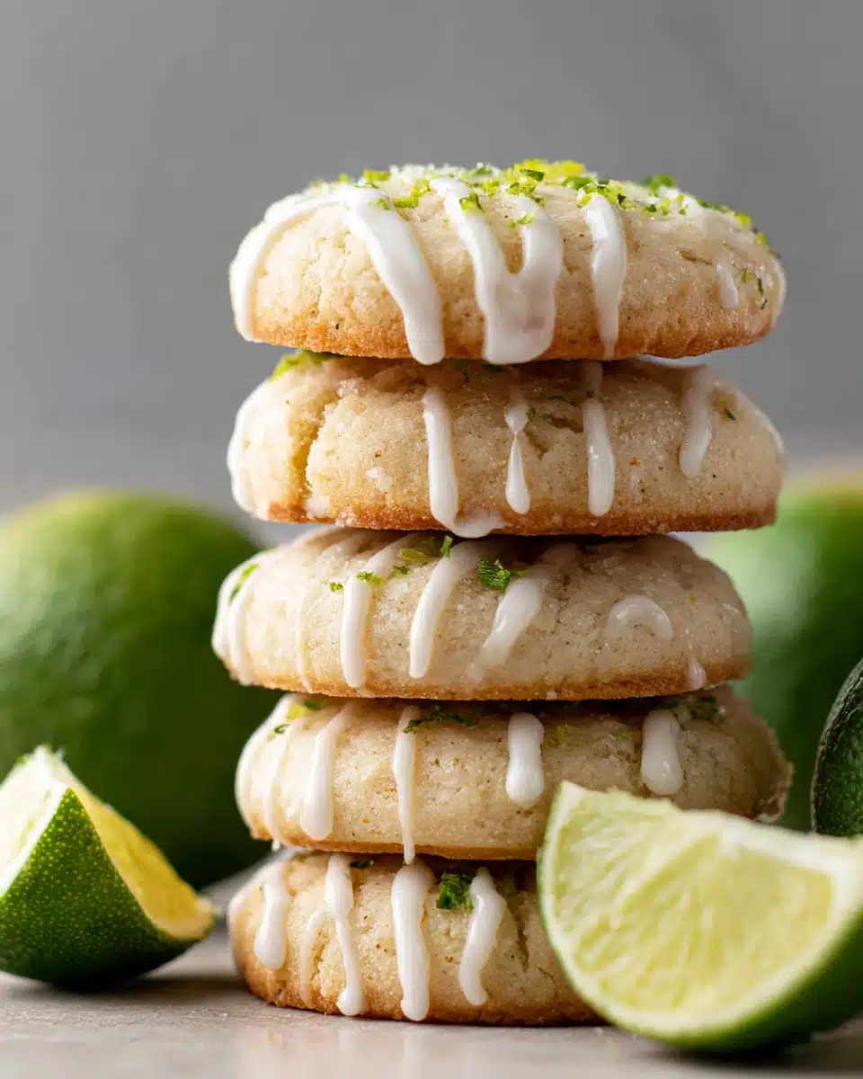 Delicious margarita cookies with lime glaze and fresh limes.
