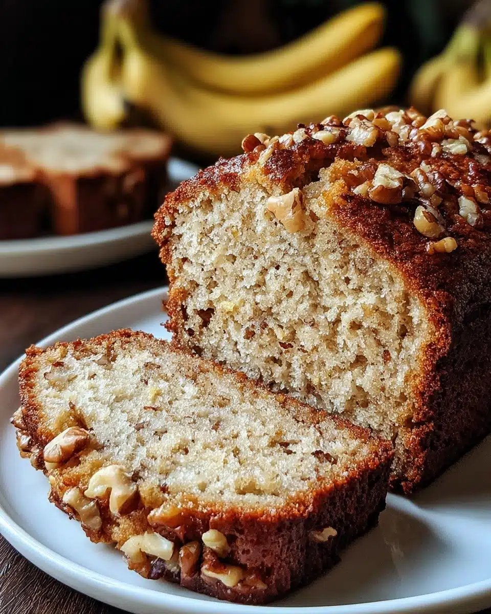 Delicious Nana's secret banana nut bread, perfect for breakfast.
