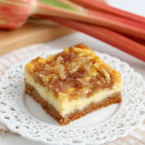 Delicious Rhubarb Cream Cheese Bars You’ll Love 1 Delicious rhubarb cream cheese bars, perfect for snacks.