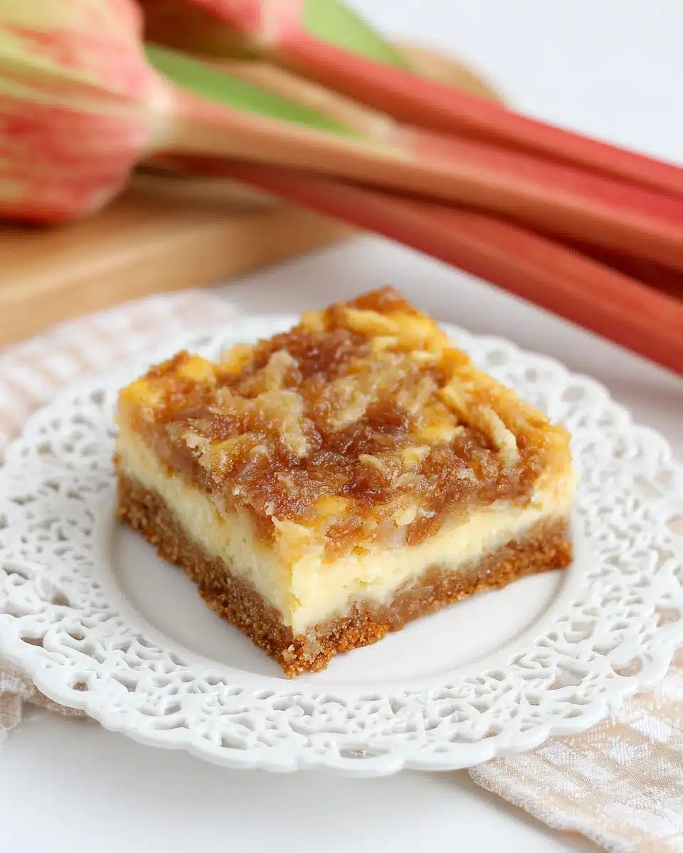 Rhubarb Cream Cheese Bars Delight Delicious rhubarb cream cheese bars, perfect for snacks.
