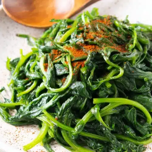 Sauteed dandelion greens, a nutritious side dish.
