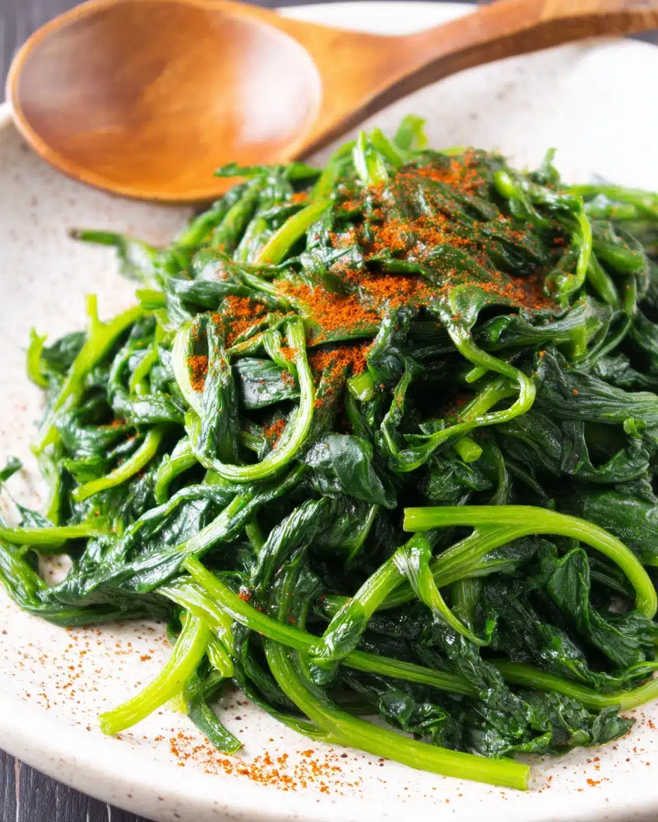 Sauteed dandelion greens, a nutritious side dish.