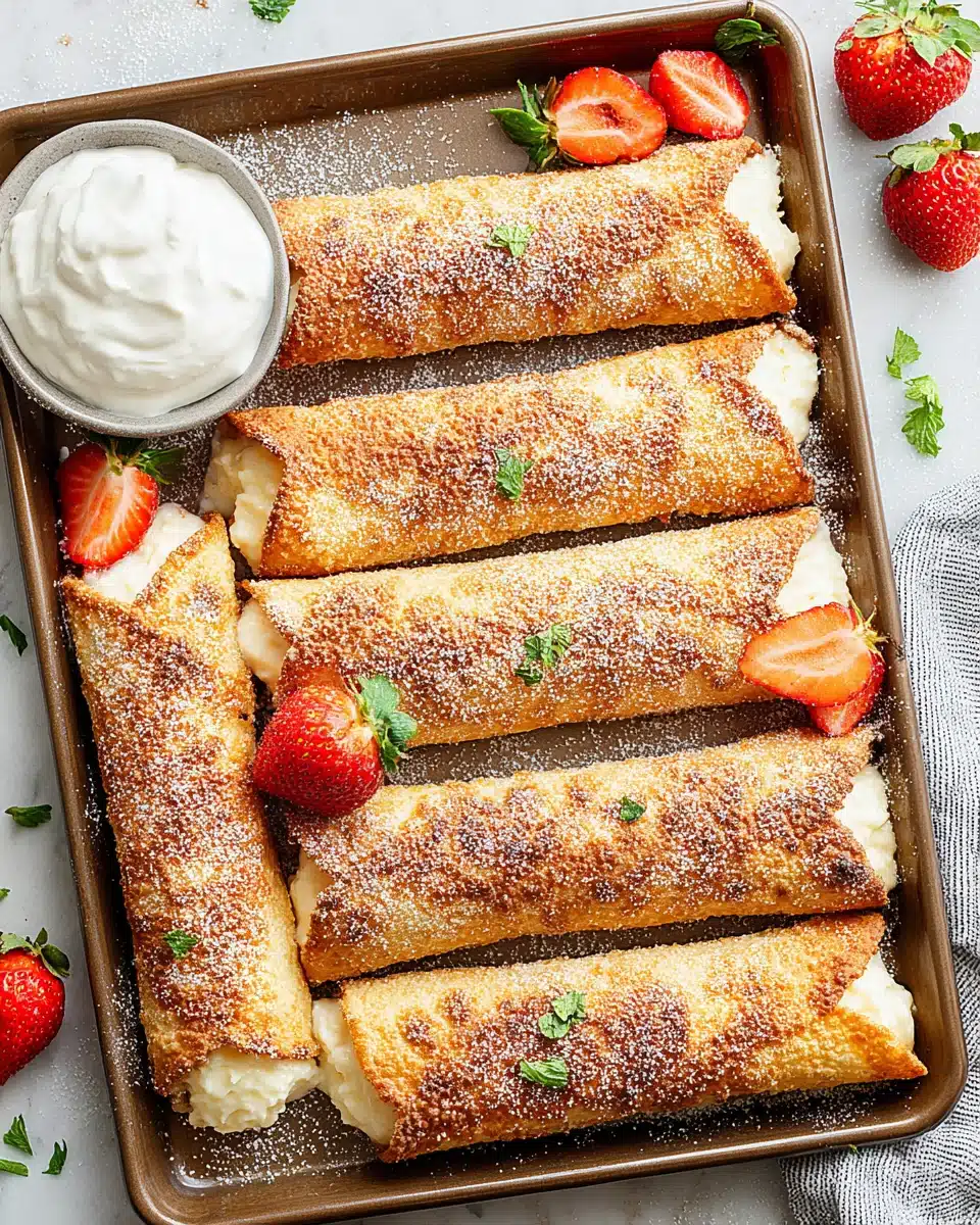 Crispy cheesecake taquitos perfect for taco party dessert
