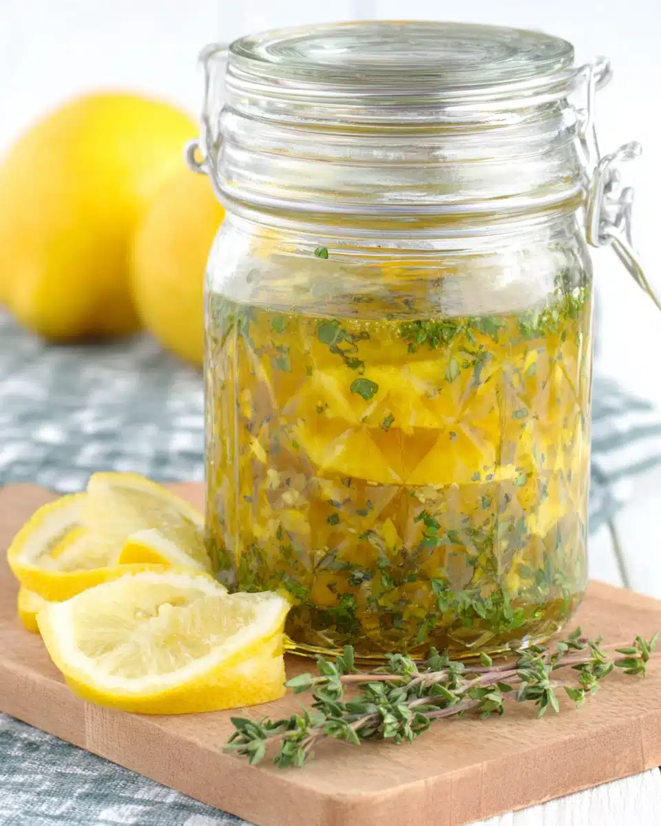 Whole lemon thyme salad dressing recipe for fresh dishes