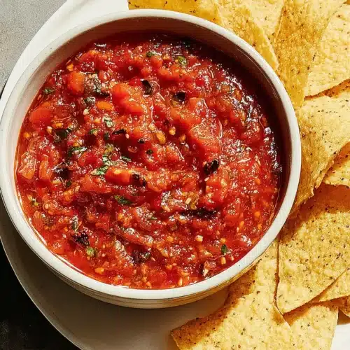 Always Great Homemade Salsa: A Flavorful Delight 1 Always great homemade salsa in a white bowl with tortilla chips