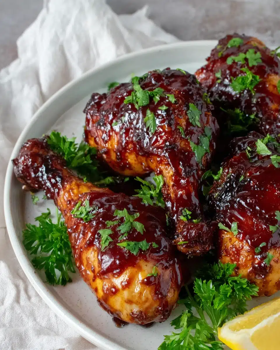 Oven baked chicken sweet heat with sticky glaze and fresh herbs