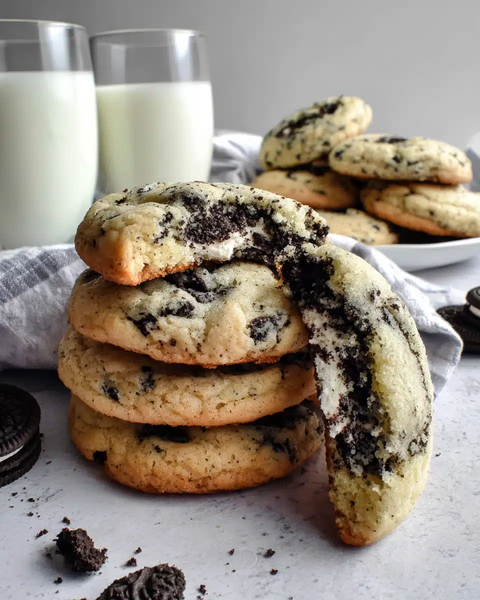 Soft cookies and cream cookies with Oreo pieces
