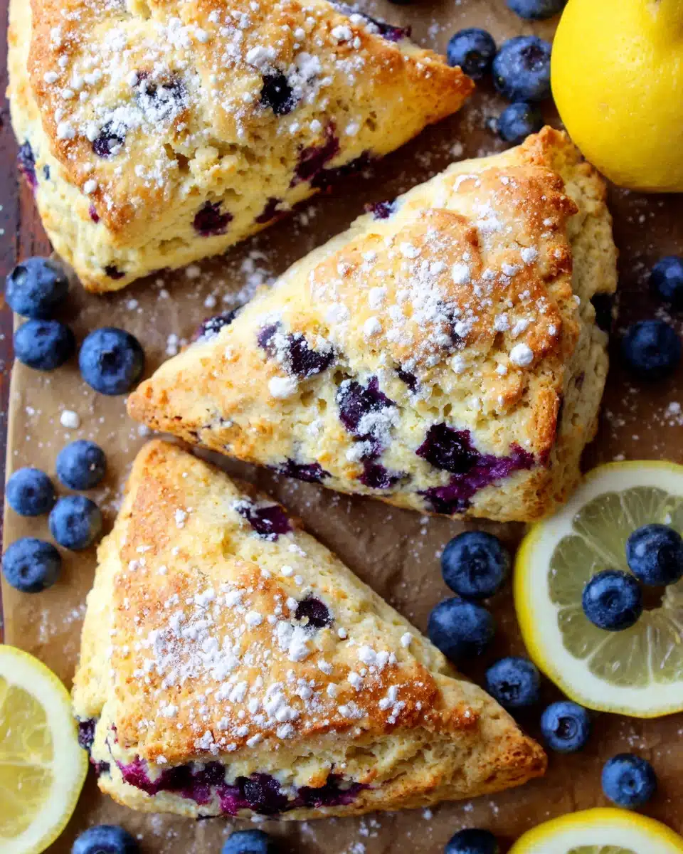 Easy Blueberry Scones with Lemon Zest Easy blueberry scones with lemon zest, golden crust, fresh berries, and sugar topping