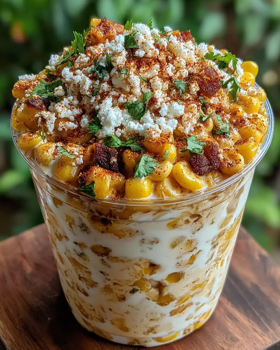 Creamy Mexican corn salad side dish with cotija cheese and cilantro