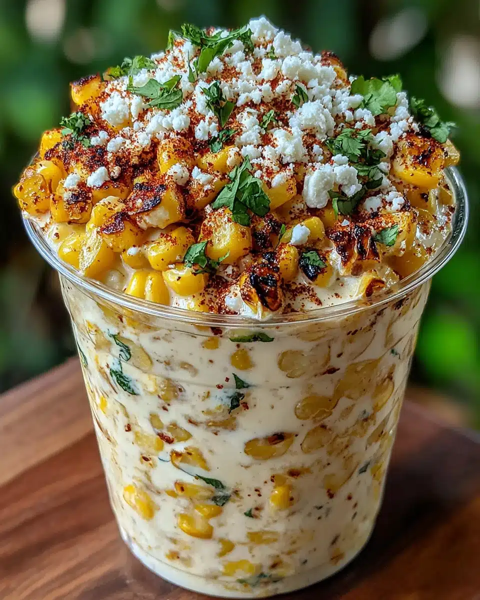 Creamy Mexican corn salad side dish with Cotija cheese and cilantro