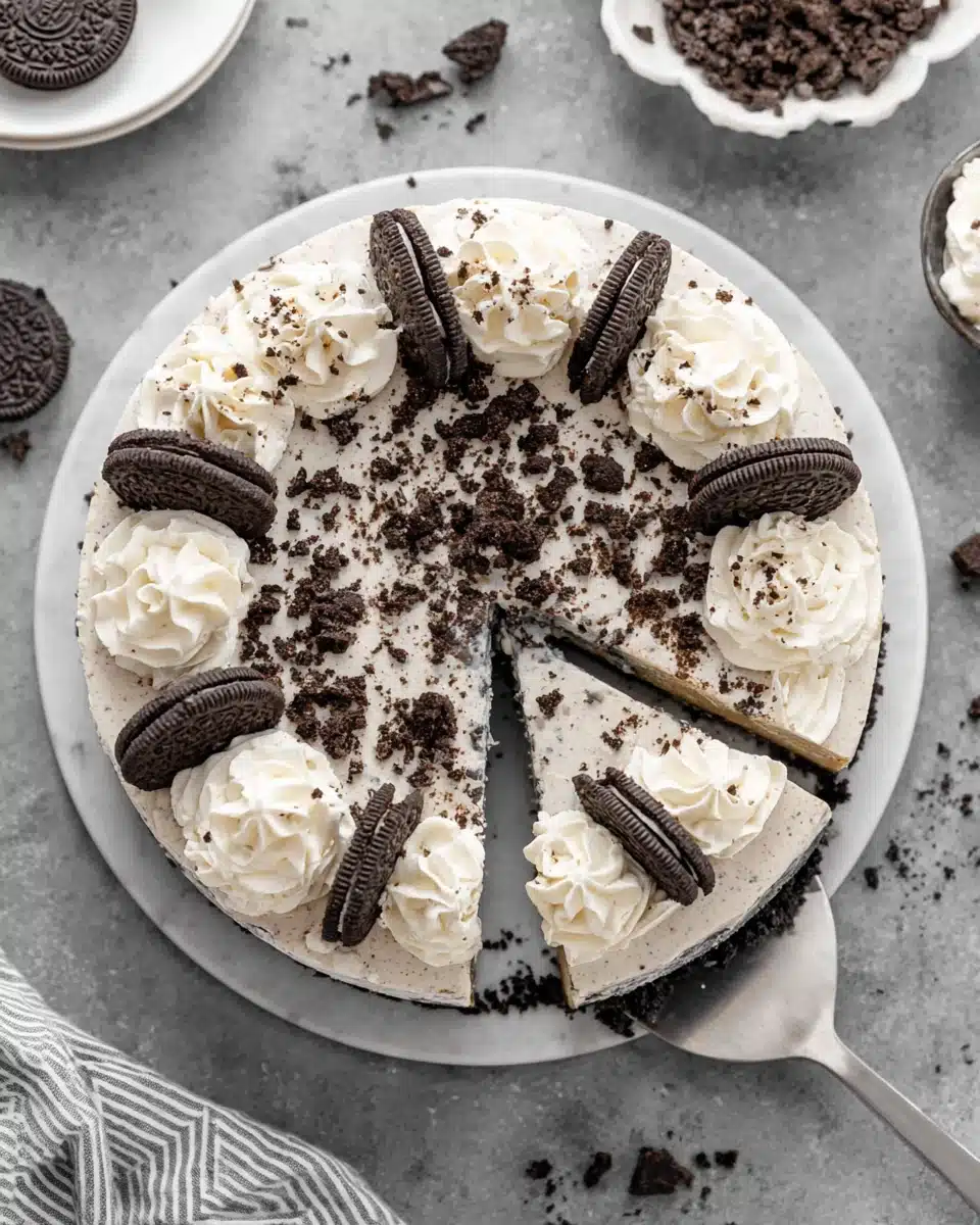 Delicious No-Bake Oreo Cheesecake Recipe Indulgent Oreo dessert recipe collage with cheesecake.
