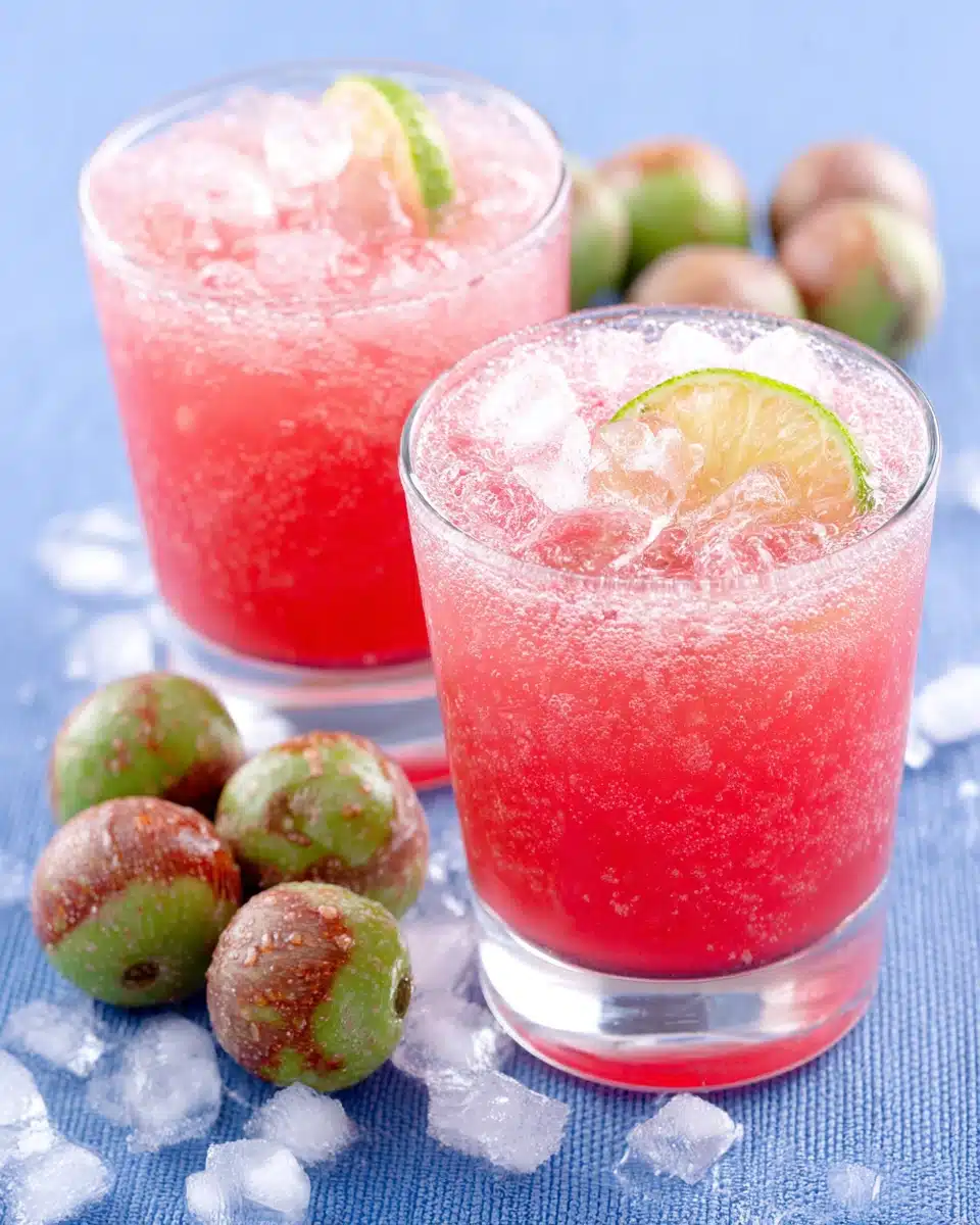 Delicious phalsa ka sharbat in chilled glasses with lime.