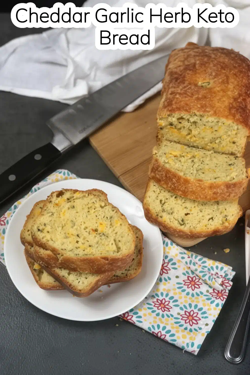 cheddar garlic herb keto bread