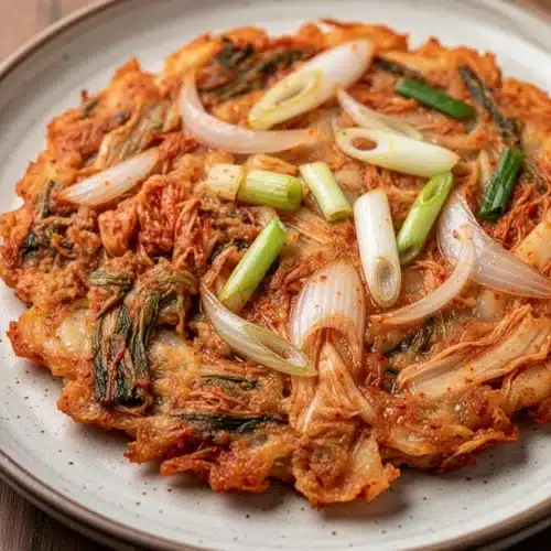 Delicious Kimchi Pancake Recipe (Kimchijeon) You’ll Love 2 Sliced fermented kimchi and green onions for kimchi pancake recipe