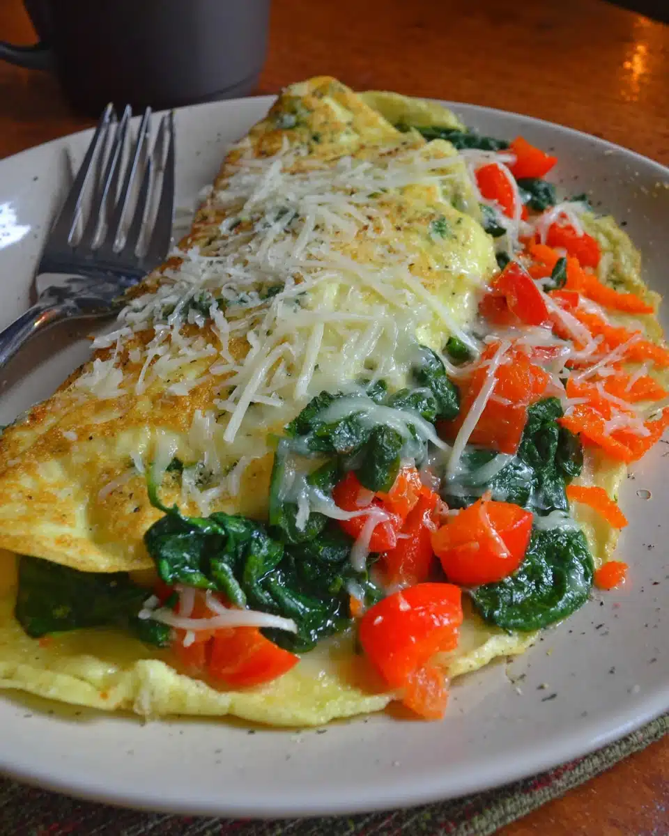 Delicious Low Carb Spinach and Cheese Omelette