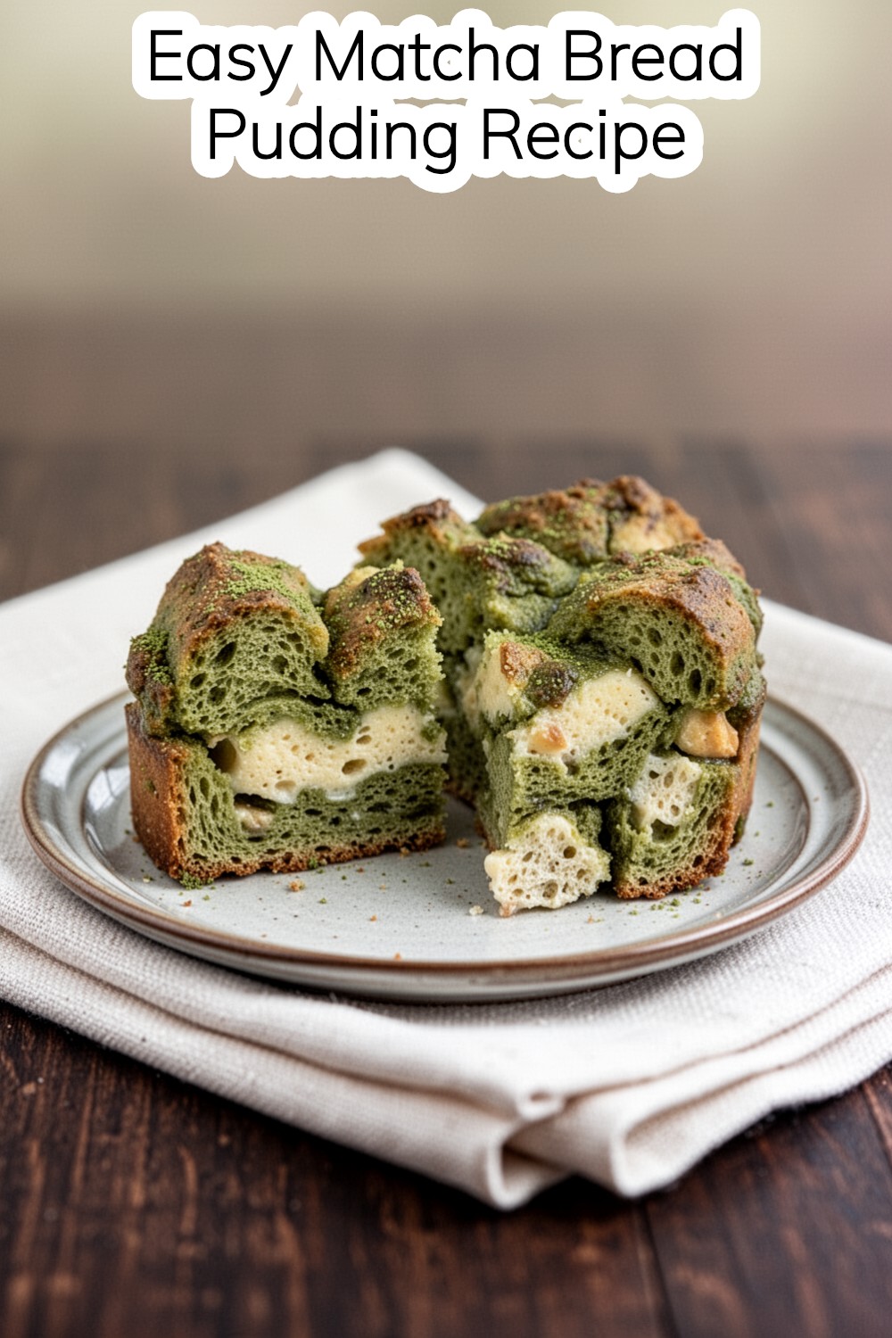 matcha bread pudding