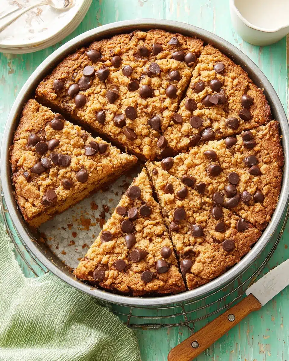 Peanut Butter Chocolate Chip Zucchini Cake with Crumb Topping Peanut butter chocolate chip zucchini cake in a pan with chocolate chips and crumb topping